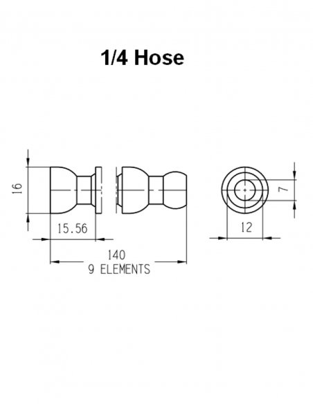 Tubo Flessibile Componibile 1/4 20 Segmenti Lung 310 mm