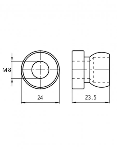 1/2 Fixed Mount M8 Threaded