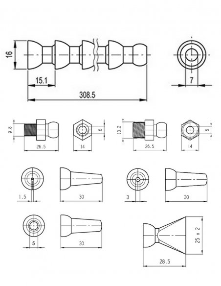 Kit Standard Tubo Flessibile Componibile 1/4