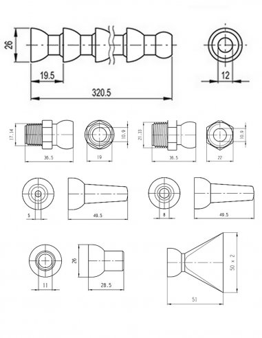 Kit Standard Tubo Flessibile Componibile 1/2