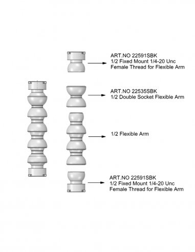 1/2 Flexible Arm Gooseneck With Two 1/4-20...