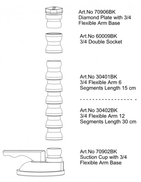 Flexible Arm with Plate Diamond and Suction Cup - 20 cm