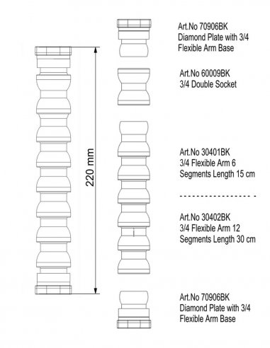 Flexible Arm with Double Plate Diamond - 20 cm