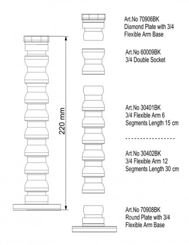 Flexible Arm with Plate Diamond and Round Plate...
