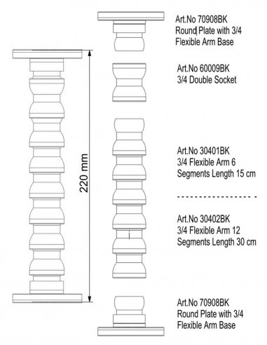 Flexible Arm with Double Round Plate - 20 cm