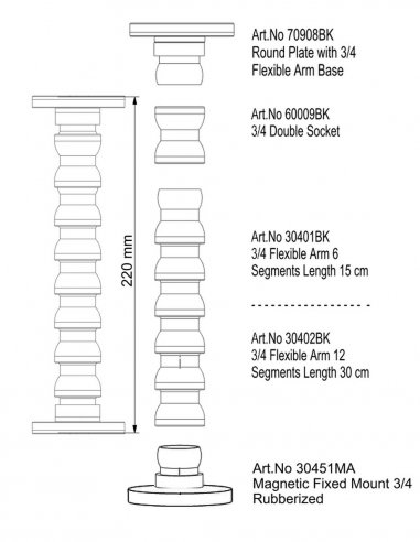 Flexible Arm with Plate Round and Magnet Base -...