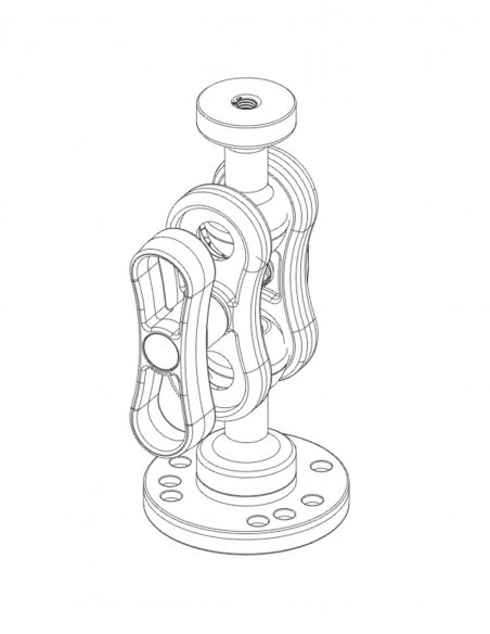Support Universel à Double Boule avec Plaque Ronde et Vis Fil Femelle M6