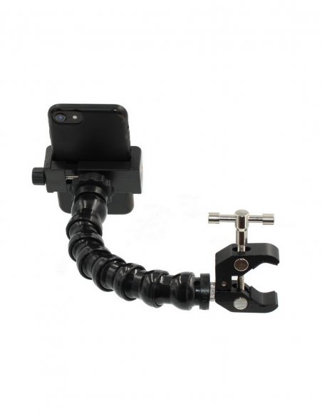 Brazo Flexible con Soporte para Teléfono y Mini Abrazadera - 6 Segmentos
