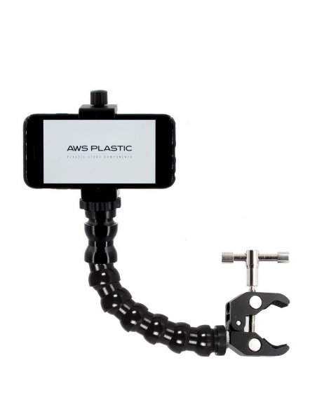 Brazo Flexible con Soporte para Teléfono y Mini Abrazadera - 6 Segmentos
