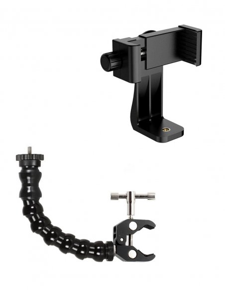 Brazo Flexible con Soporte para Teléfono y Mini Abrazadera - 6 Segmentos