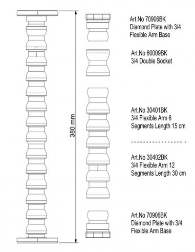 Flexible Arm with Double Plate Diamond - 45 cm