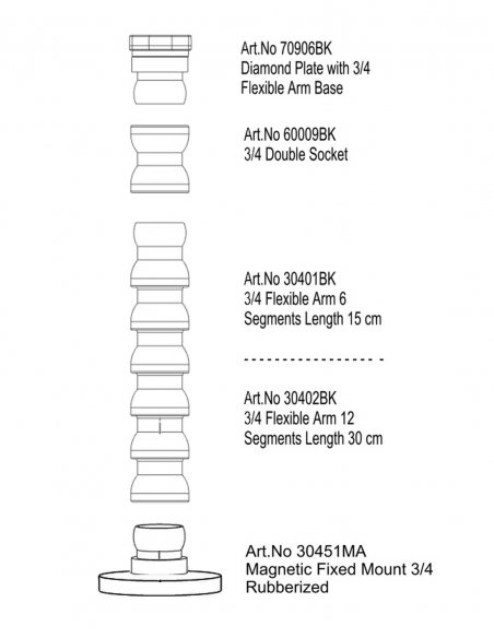 Flexible Arm with Plate Diamond and Magnet Base - 45 cm