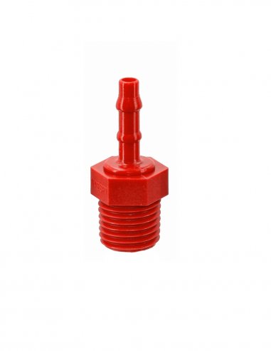 Nylon Hose Fitting 1/4 BSTP Male D 4 mm - Red
