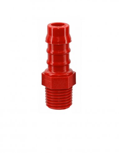 Nylon Hose Fitting 1/4 BSTP Male 10 mm - Red
