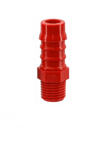 Nylon Schlauchtülle mit Aussengewinde 1/4 BSTP für Schlauch 12 mm - Red