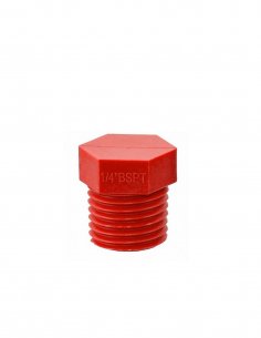 Tappo Esagonale Conico Filetto 1/4 BSPT in Nylon - Red